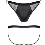 LINGERIE OUTLET Wetlook Men's open back briefs - Black black 2XL