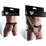 LINGERIE OUTLET Men's Thong Made Of Elastic Mesh Black S