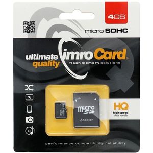 Imro Micro SD Kaart 4 GB - Inclusief Adapter - Class 10