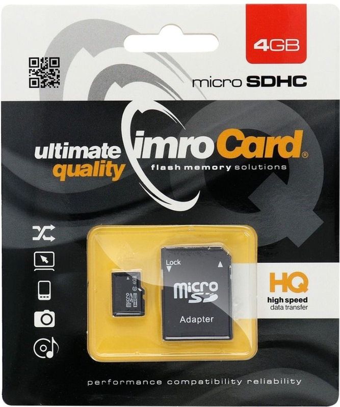 Imro Micro SD Kaart 4 GB - Inclusief Adapter - Class 10