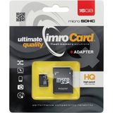 Imro - Micro SD Kaart 16 GB - Geheugenkaart Met Adapter - Class 10 UHS