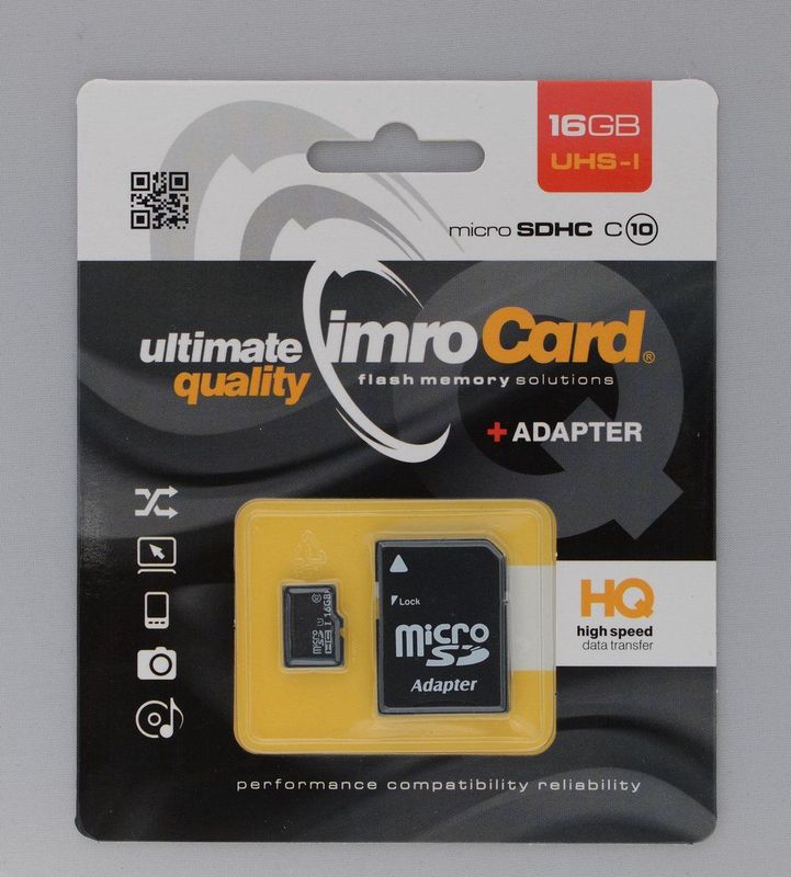 Imro MicroSD Kaart 16GB - Inclusief Adapter - Class 10 UHS