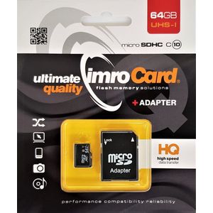 Imro - Micro SD Kaart 64 GB - Geheugenkaart Met Adapter - SDHC