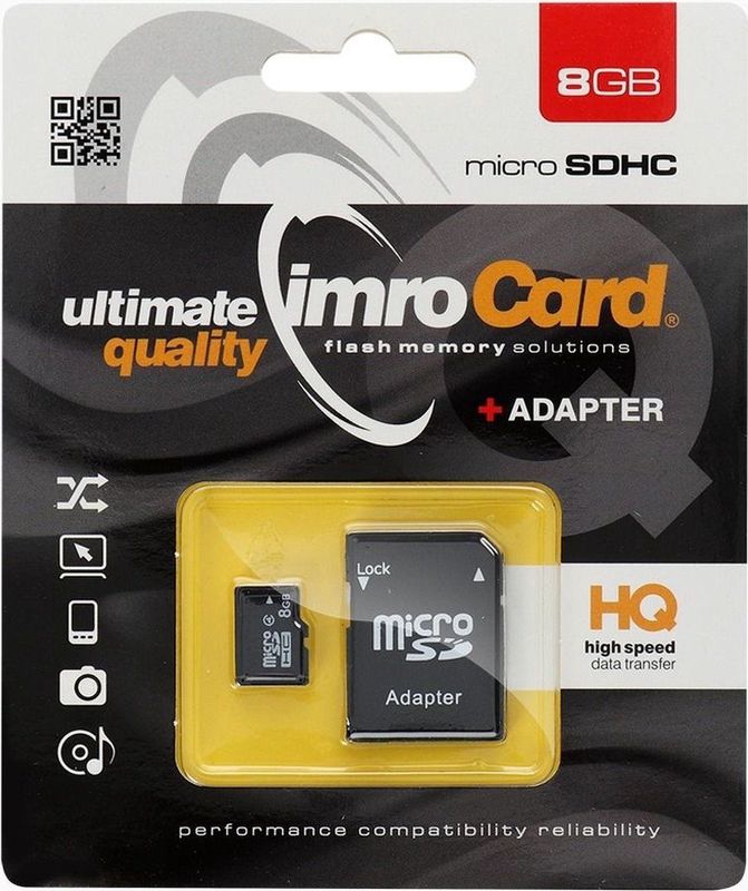 Imro Micro SD Kaart 8 GB - Geheugenkaart Met Adapter - SDHC