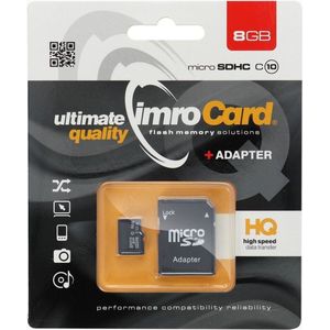 Imro - Micro SD Kaart 8 GB - Geheugenkaart Met Adapter - Class 10 UHS