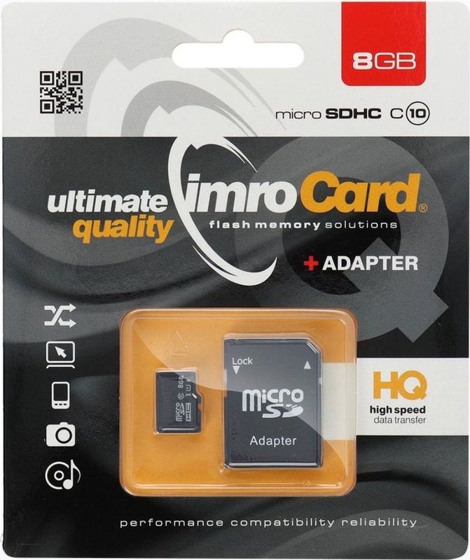 Imro Micro SD Kaart 8GB - Class 10 UHS - Met Adapter
