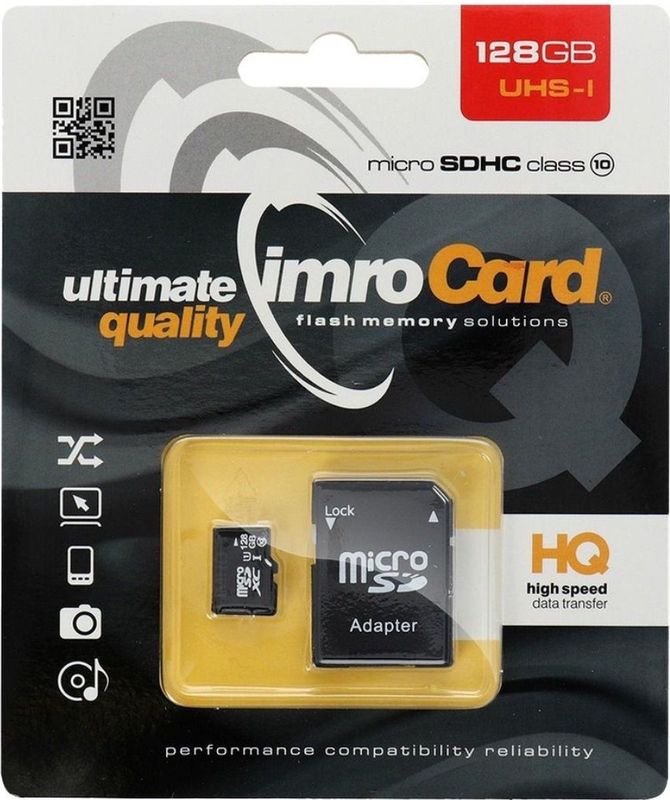 Imro Micro SD Kaart 128GB - Class 10 UHS-I - Inclusief Adapter