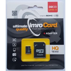 Imro Micro SD Kaart 32GB - Class 10 UHS-3 - Met Adapter