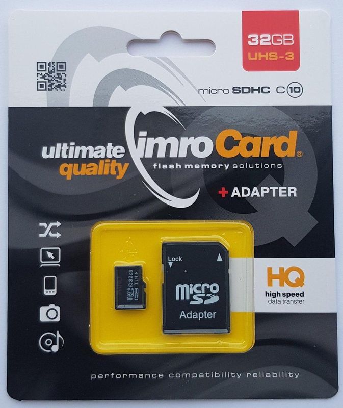 Imro Micro SD Kaart 32GB - Class 10 UHS-3 - Met Adapter
