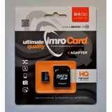 Imro Micro SD Kaart 64GB - 100MB/s - Inclusief Adapter - Zwart