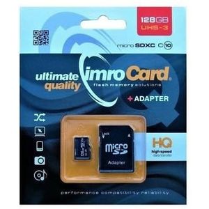 Imro MicroSD Kaart 128GB - Inclusief Adapter - 100MB/s - Zwart