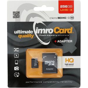 Imro MicroSD Kaart 256GB - Inclusief Adapter - 100MB/s - Zwart