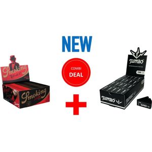 COMBODEAL VLOE & Tips Smoking zwart Deluxe king size slim BOX/50+Jumbo Black Perforated Filter Tips BOX/100