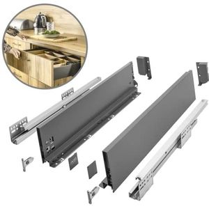 GTV Ladesysteem AXIS PRO I ladegarnituur met volledige uittrekbaarheid en geïntegreerde demping I antraciet I belastbaarheid tot 40 kg I Soft-Close I vrije toegang I breedte: 400 mm I hoogte: 120 mm