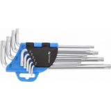 Inbussleutels Torx met gat, CrV lang - 9 stuks