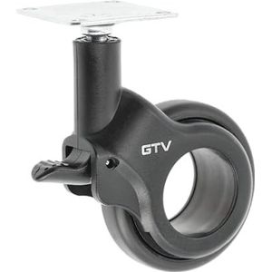 GTV - Meubelwielen Strada | zwenkwielen | wielen voor meubels | met rem | diameter 60 mm | van kunststof en staal | zwart