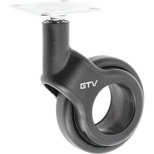 GTV - Meubelwielen Strada | zwenkwielen | wielen voor meubels | zonder rem | diameter 60 mm | van kunststof en staal | zwart