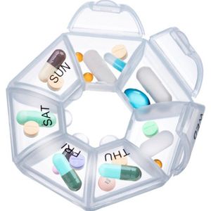 Pillendoosje - Medicijndoosje - Reizen - Vakantie - Geneeskunde - Opbergdoos - Tablet Dispenser - Wekelijks - Transperant