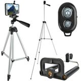 Tripod Smartphone statief - Afstandsbediening - Bluetooth - Selfiestick - IOS - Android - Waterpas - Telescopisch - Telefoon - Camera - Camcorder - Houder