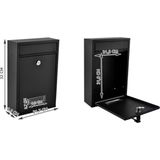 Iso Trade - Letterbox - Wandbrievenbus - Zwart - Staal - Veiligheidsklep