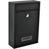 Iso Trade - Letterbox - Wandbrievenbus - Zwart - Staal - Veiligheidsklep