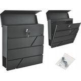 Malatec brievenbus – brievenbus met krantenrol – wandbrievenbus - antraciet