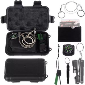 Survival Set Zwart - 7-in-1 - Waterproof - Outdoor Survival Kit - Multitool