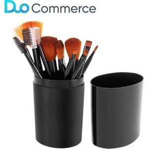 Set van 12 Professional Makeup Kwasten - Kwastenset met Opberg koffer - Zwart