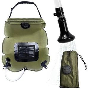 Toeristische zonnedouche, camping, slang 40 cm, met thermometer, groen, 20 L, 46x50 cm, Isotrade