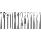 Soulima - Comedonenlepel Set - Zwart - Roestvrij Staal - 7 Stuks