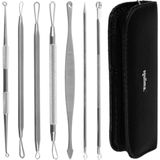 Soulima - Comedonenlepel Set - Zwart - Roestvrij Staal - 7 Stuks