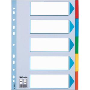 Esselte Register voor A4, omslag en 5 tabbladen met tabs, blauw/meerkleurig, gerecycled karton, 100191