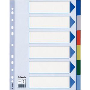 Esselte Register Blanko, Plastik, Leerer Registerindex, Polypropylen (PP), Mehrfarben, A4, 225 mm, 297 mm