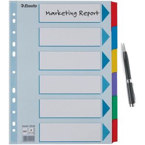 Esselte Ordnerregister Vollformat blanko farbig 6-teilig, 1 Satz