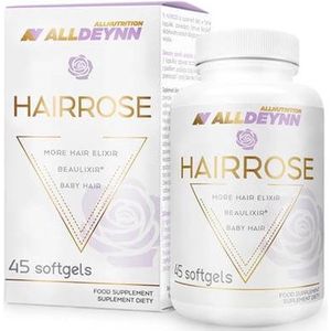 Alldeynn | Hairrose | Softgels | Mix van oliën | 45 stuks | kan betrokken zijn bij Herstel van haar | Mooier Haar | Haarglans | Haar uitstraling | Visueel haar volume | Tegen haar verlies | Nutriworld