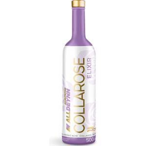 Alldeynn | Collarose | Elixir | Gebasseerd op bioactieve rund collageen peptides | Raspberry – wild raspberry | 500ml 20 doseringen | Hyaluronzuur | Vloeistof | Supplement | Verisol | Biotin | Nutriworld