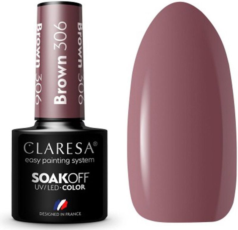 Claresa UV LED nagellak Collection Hybrid Manicure Soak Off Nail Polish, kleur bruin, nr. 306, 5 ml