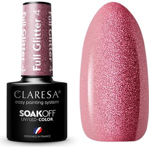 Claresa uv/led gellak 5ml full glitter 4 cool pink