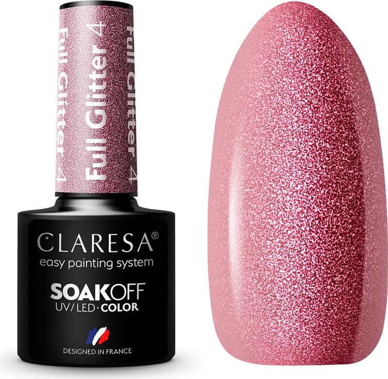 Claresa uv/led gellak 5ml full glitter 4 cool pink