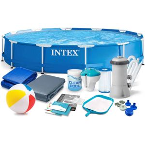 Intex opzetzwembad - 305x76cm - blauw - accessoires oa. filterpomp & bal