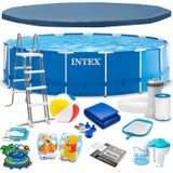 Intex opzetzwembad - 457x122 cm - blauw- accessoires oa. filterpomp & bal