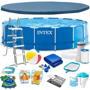 Intex opzetzwembad - 457x122 cm - blauw- accessoires oa. filterpomp & bal
