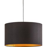 Euluna - Hanglamp - 1licht - kunststofvezel-textiel - H: 25 cm - E27 - zwart, goud