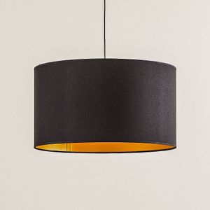 Euluna - Hanglamp - 1licht - kunststofvezel-textiel - H: 25 cm - E27 - zwart, goud