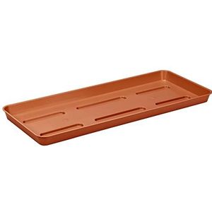 VERDENIA Bloempot onderzetter Draco - bloemenonderzetter voor planten en kruiden bloempot onderzetter voor buiten - van kunststof - licht en stabiel - rechthoekig - 40 x 15 x 2,5 cm - terracotta