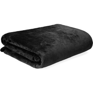 HOMLA Fleecedeken rood pluizig warm - voor bank, bed en bank - onderhoudsvriendelijk - zwart 150 x 200 cm