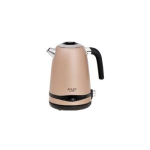 Adler - AD1295 Elektrischer Wasserkocher, Vintage, 1,7 l, BPA-frei, LCD-Display, Temperaturkontrolle, Edelstahl, kabellos, verdecktes Heizelement,