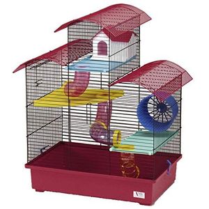 decorwelt Hamsterkooi roze buitenmaten 54x38x64,5 knaagdierenkooi hamster plastic kleine dieren kooi met accessoires