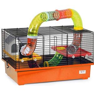 Decorwelt Hamsterstokken Oranje Buitenmaten 49x32,5 x 44 knaagkooi Hamster plastic kleine dieren kooi met accessoires