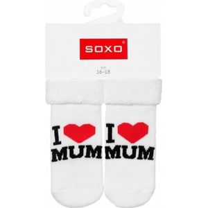 Babysokjes - I love mum - Wit - Maat 16-18